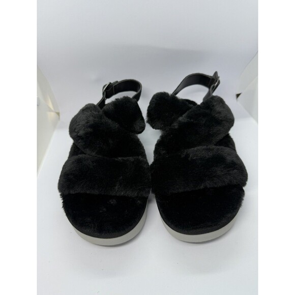 Koolaburra by UGG Adjustable Slide Black Sandals Fuzz'd Out Women 11 - Picture 2 of 9